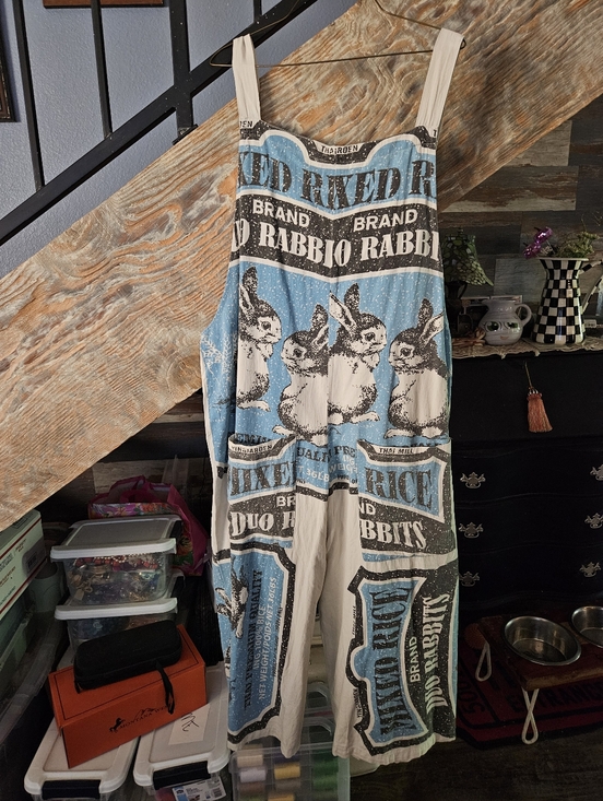 Blue & Cream Bunny Print Jumper - Picture 2 of 4